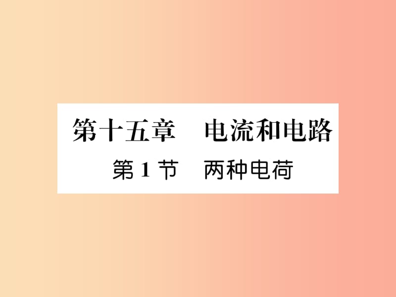 （安徽专版）2019秋九年级物理全册 第15章 第1节 两种电荷课件 新人教版.ppt_第1页