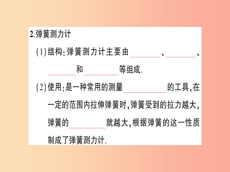 （遵义专版）2019年八年级物理全册 第六章 第三节 弹力与弹簧测力计习题课件（新版）沪科版.ppt_第3页