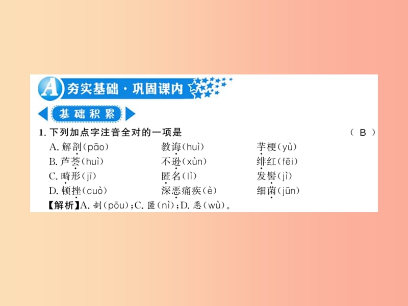 （黄冈专版）2019年八年级语文上册 第二单元 5 藤野先生习题课件 新人教版.ppt_第1页