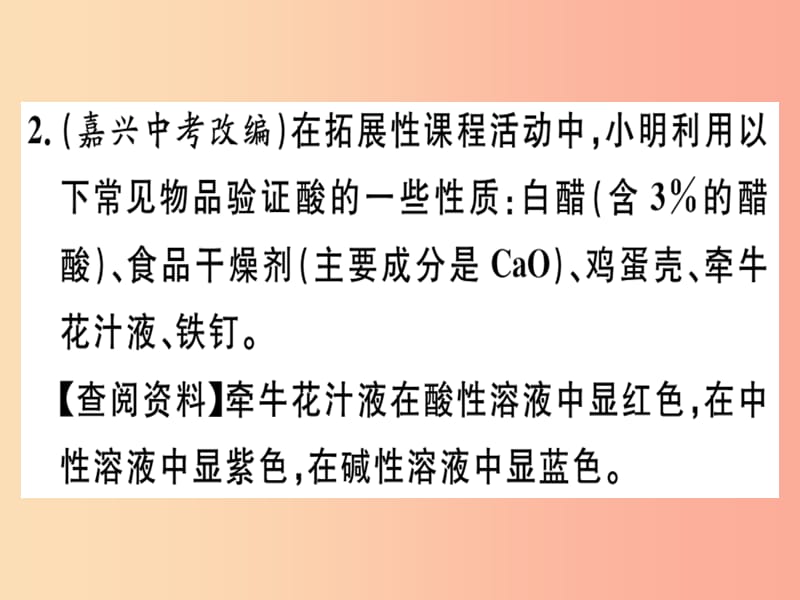 （安徽专版）九年级化学下册 专题三 酸、碱的化学性质（实验）习题课件 新人教版.ppt_第3页