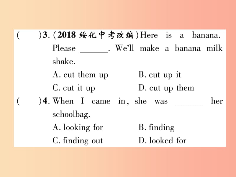 四川省南充市2019中考英语二轮复习 第一部分 教材知识梳理篇 八上 Units 7-8综合练课件 人教新目标版.ppt_第3页