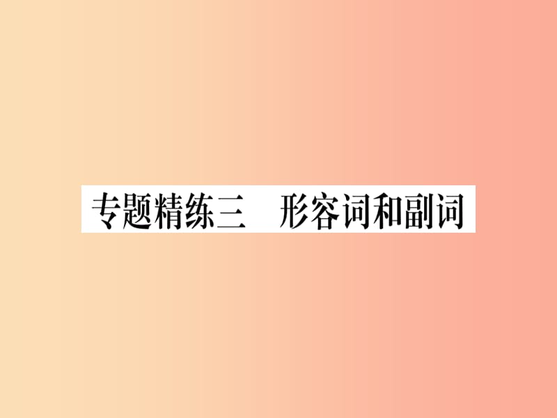 （课标版）2019年中考英语准点备考 专题精练三 形容词和副词课件.ppt_第1页