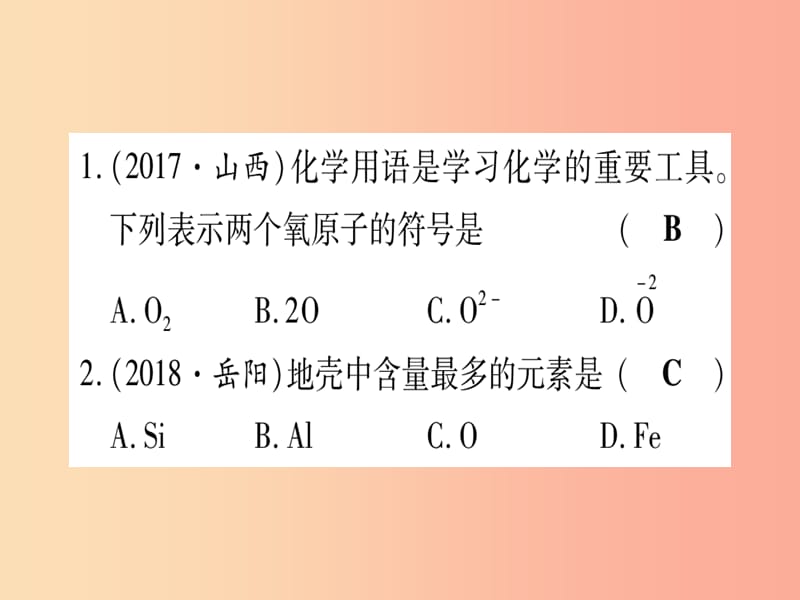 （宁夏专用版）2019中考化学复习 专项突破一 化学用语课件.ppt_第2页