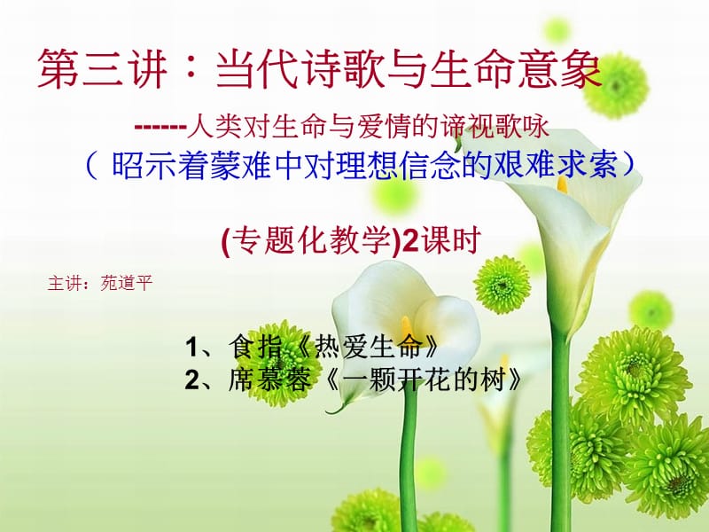 大学语文第三讲：当代诗歌与生命意象.ppt_第1页