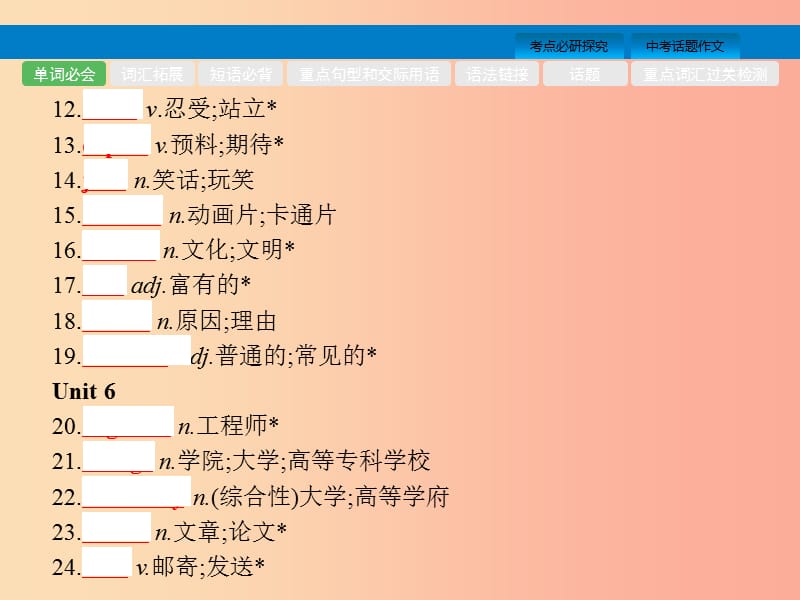 （课标通用）安徽省2019年中考英语总复习 第三部分 八上 第7课时 Unit 4-6课件.ppt_第3页