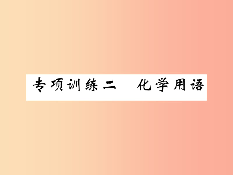 （百色专版）2019届中考化学毕业总复习 第2编 重点专题突破篇 专项训练2 化学用语课件.ppt_第1页