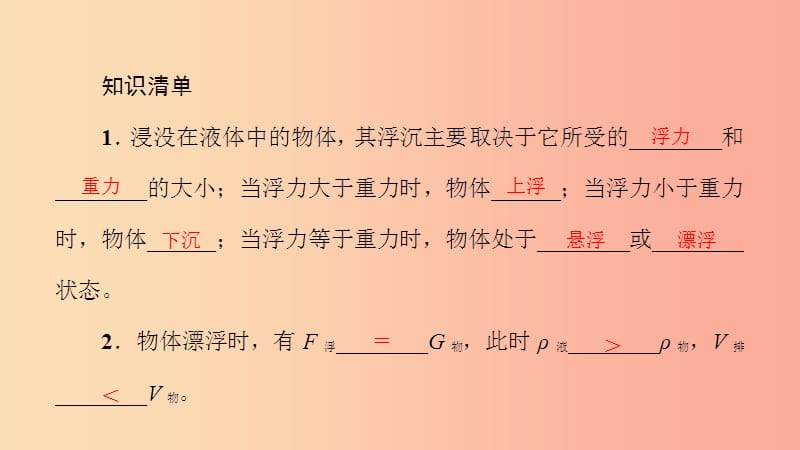 八年级物理全册9.3物体的浮与沉第1课时物体的浮沉条件习题课件新版沪科版.ppt_第2页