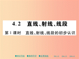 七年級數學上冊 第四章 幾何圖形初步 4.2 直線、射線、線段 第1課時 直線、射線、線段的初步認識作業(yè) .ppt