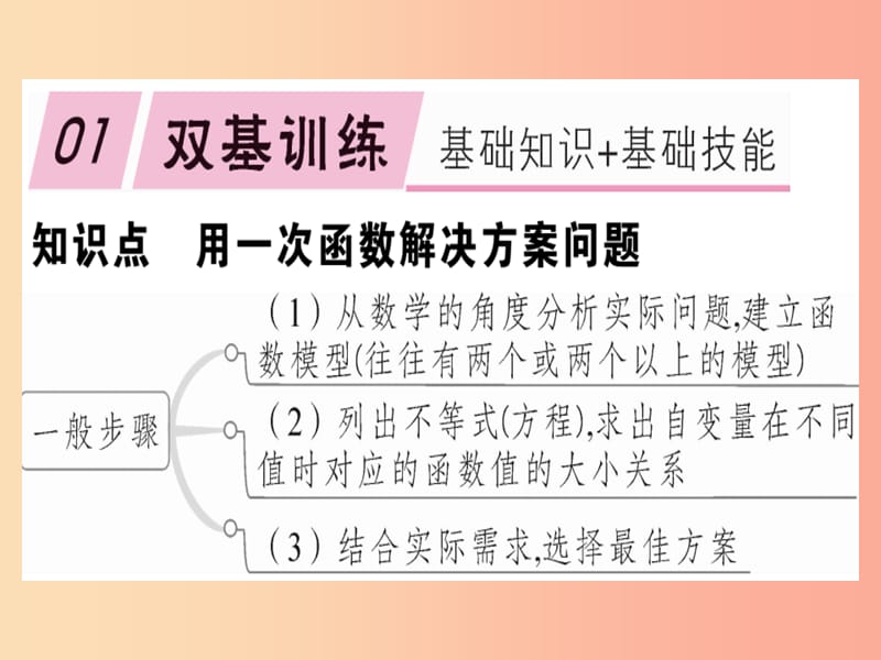 2019春八年级数学下册第十九章一次函数19.3课题学习选择方案习题课件 新人教版.ppt_第1页