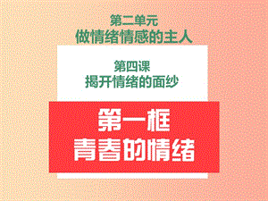 汕頭市七年級(jí)道德與法治下冊(cè) 第二單元 做情緒情感的主人 第四課 揭開情緒的面紗 第1框 青春的情緒.ppt