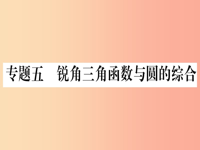 九年级数学下册第28章锐角三角函数专题5锐角三角形函数与圆的综合课堂导练课件含2019中考真题 新人教版.ppt_第1页