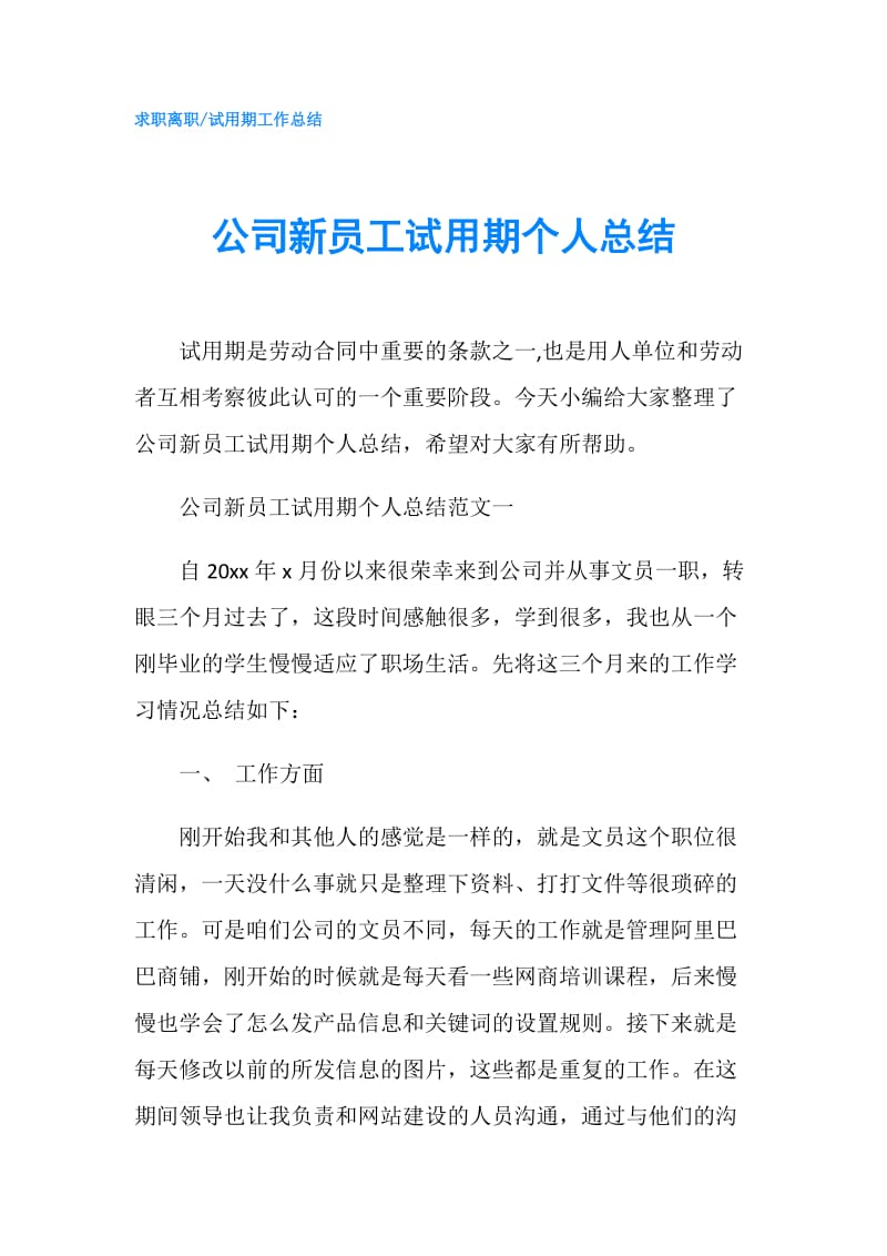 公司新员工试用期个人总结.doc_第1页