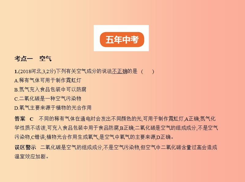 （全国版）2019年中考化学复习 专题一 我们周围的空气（试卷部分）课件.ppt_第2页