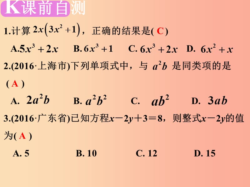 广东省2019届中考数学复习 第一章 数与式 第2课时 整式课件.ppt_第2页