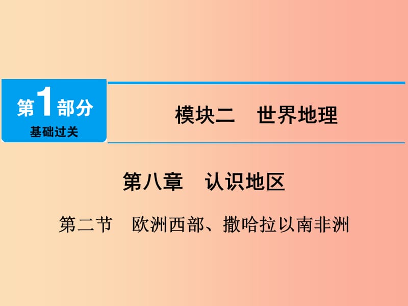 江西省2019届中考地理 第八章 认识地区 第2节 欧洲西部 撒哈拉以南非洲课件.ppt_第1页