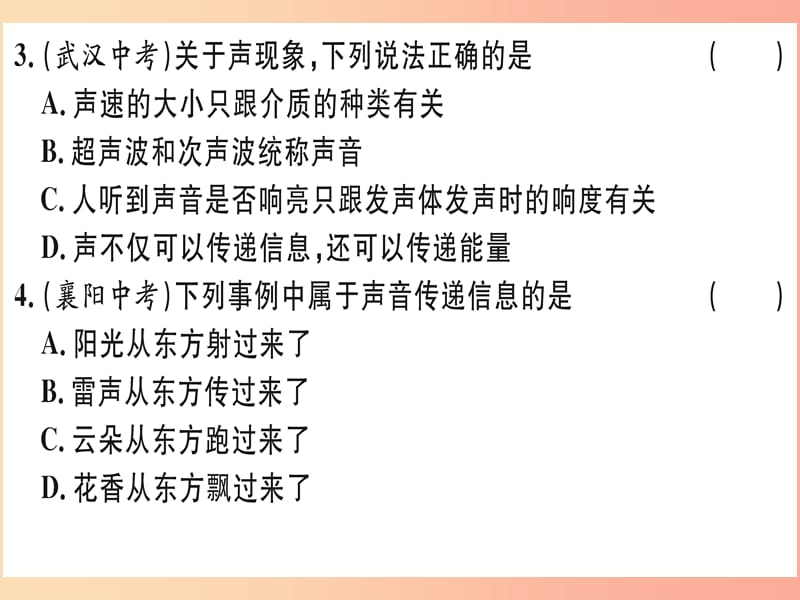 湖北省2019年八年级物理上册 第二章 专题2 超声波和次声波习题课件 新人教版.ppt_第3页