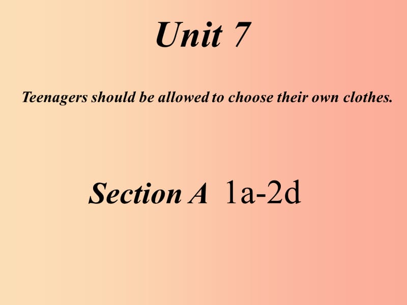 九年级英语全册Unit7TeenagersshouldbeallowedtochoosetheirownclothesSectionA1a-2d新版.ppt_第1页