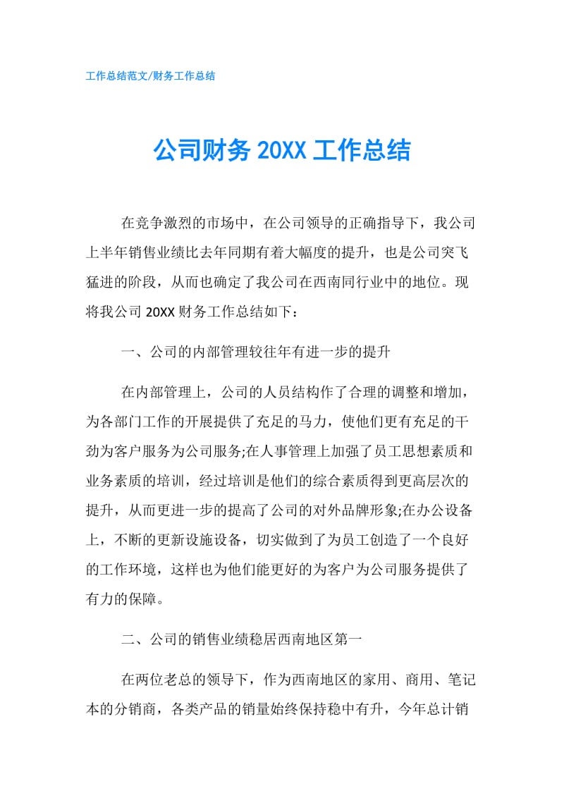 公司财务20XX工作总结.doc_第1页