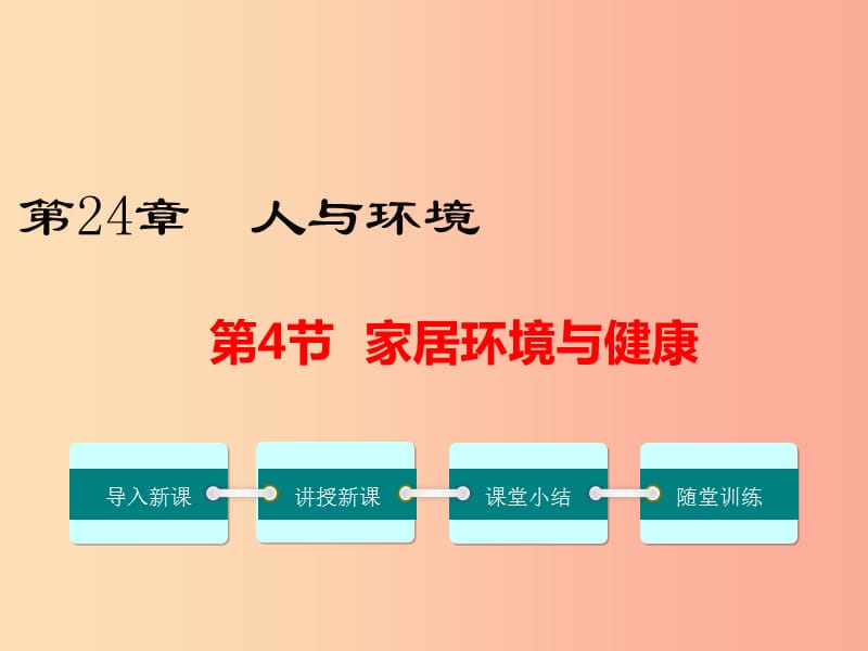 2019春八年級生物下冊第8單元第24章第4節(jié)家居環(huán)境與降課件（新版）北師大版.ppt_第1頁