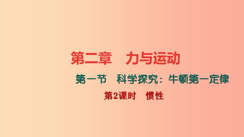 八年级物理全册 7.1 科学探究：牛顿第一定律（第2课时 惯性）习题课件 （新版）沪科版.ppt_第1页