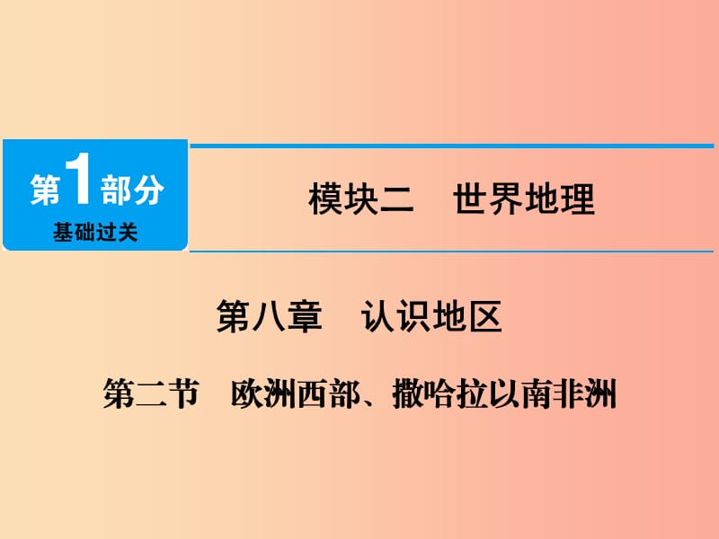 江西省2019届中考地理 第八章 认识地区 第2节 欧洲西部、撒哈拉以南非洲课件.ppt_第1页