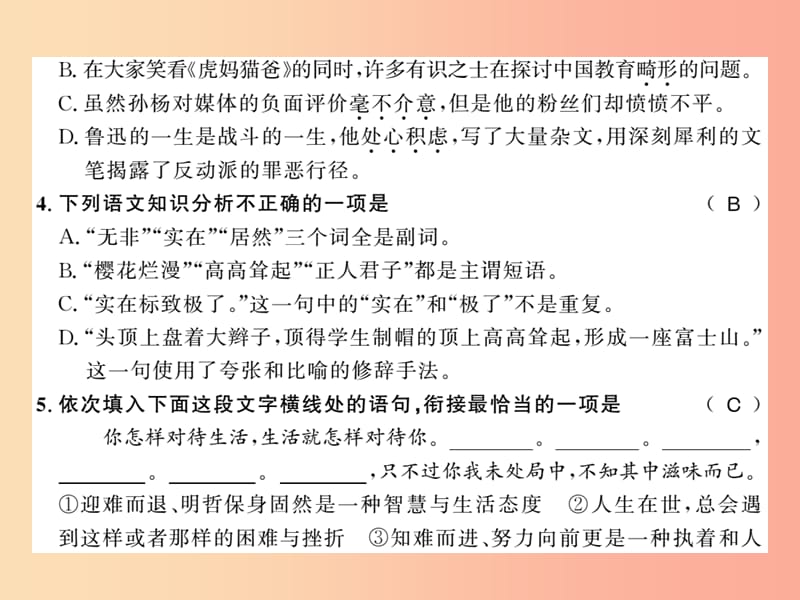 （襄阳专版）2019年八年级语文上册 第二单元 5 藤野先生习题课件 新人教版.ppt_第3页