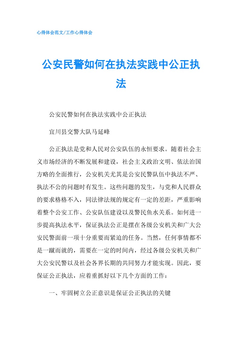 公安民警如何在执法实践中公正执法.doc_第1页