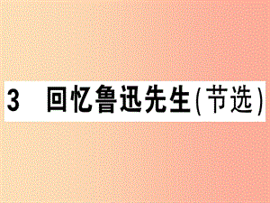 （廣東專版）2019春七年級語文下冊 第一單元 3回憶魯迅先生（節(jié)選）習題課件 新人教版.ppt