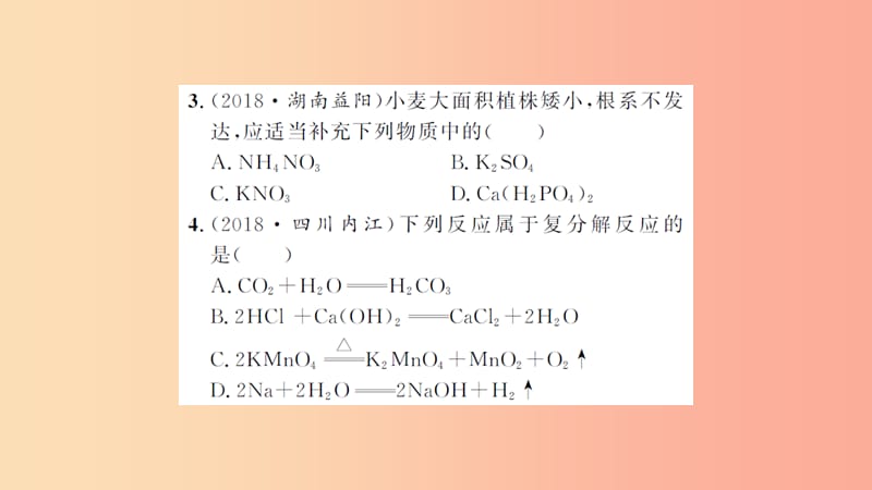 湖北省2019中考化学一轮复习课后训练十八盐化肥习题课件.ppt_第3页