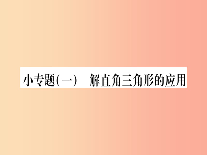 （江西专版）2019届九年级数学下册 小专题（一）解直角三角形的应用课堂导练课件（含2019中考真题）北师大版.ppt_第1页