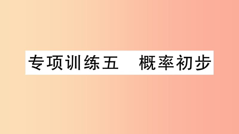 （江西專用）2019春九年級數(shù)學下冊 專項訓練五 概率初步習題講評課件 新人教版.ppt_第1頁