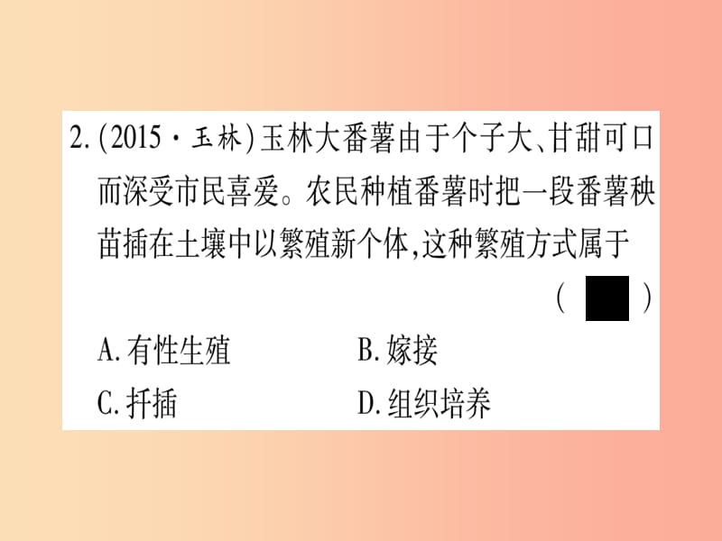 （玉林专版）2019年中考生物总复习 八下 第7单元 第1章 生物的生殖和发育习题课件.ppt_第3页