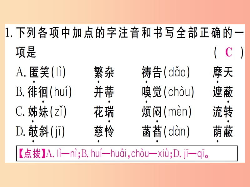 （武汉专版）2019年七年级语文上册 第二单元 7 散文诗两首习题课件 新人教版.ppt_第2页