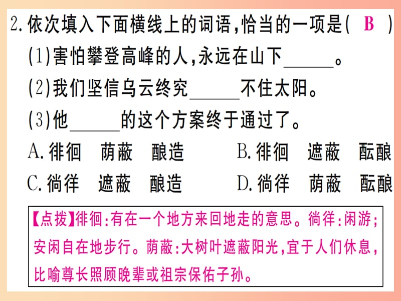 （武汉专版）2019年七年级语文上册 第二单元 7 散文诗两首习题课件 新人教版.ppt_第3页