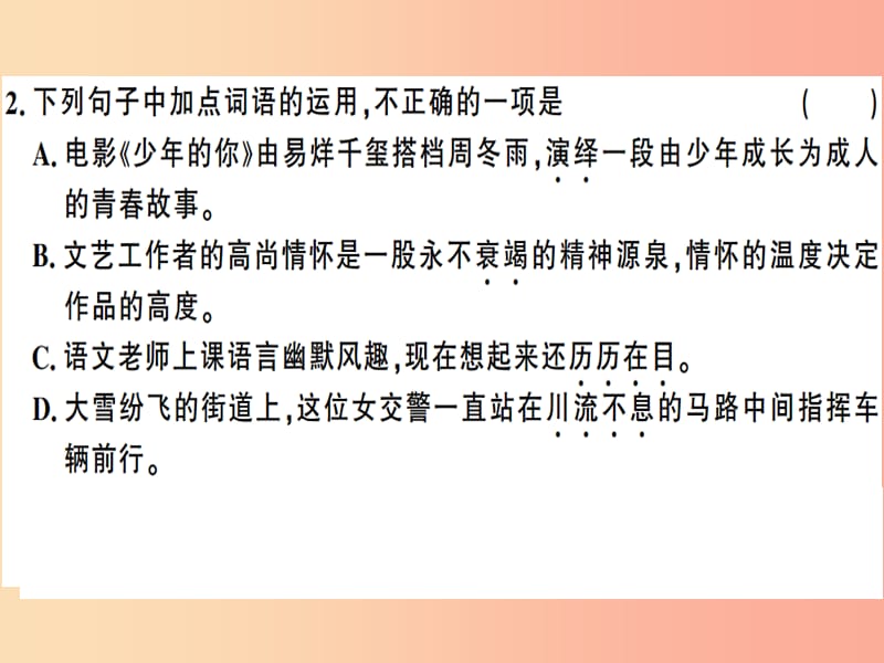 （广东专版）2019春八年级语文下册 第五单元 18 在长江源头各拉丹冬习题课件 新人教版.ppt_第3页