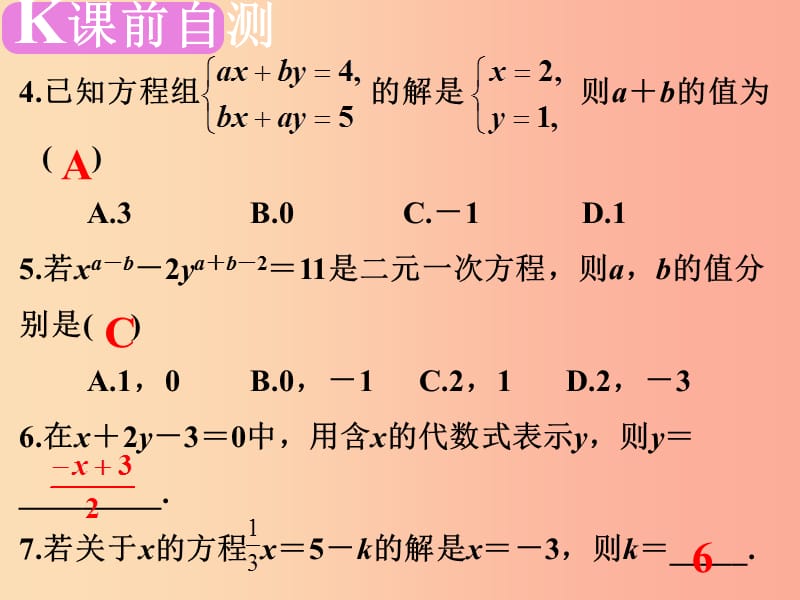 广东省2019届中考数学复习 第二章 方程与不等式 第6课时 一次方程（组）课件.ppt_第3页