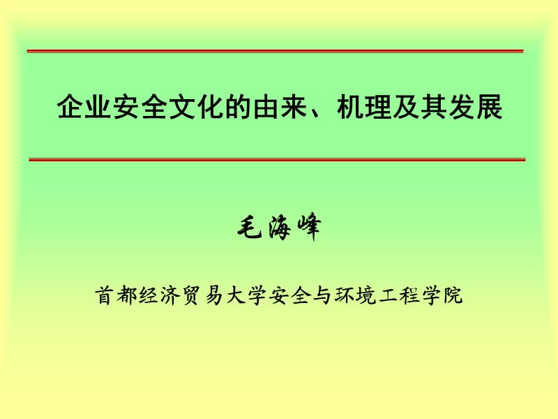 企业安全文化的由来、机理及其发展(毛海峰).ppt_第1页