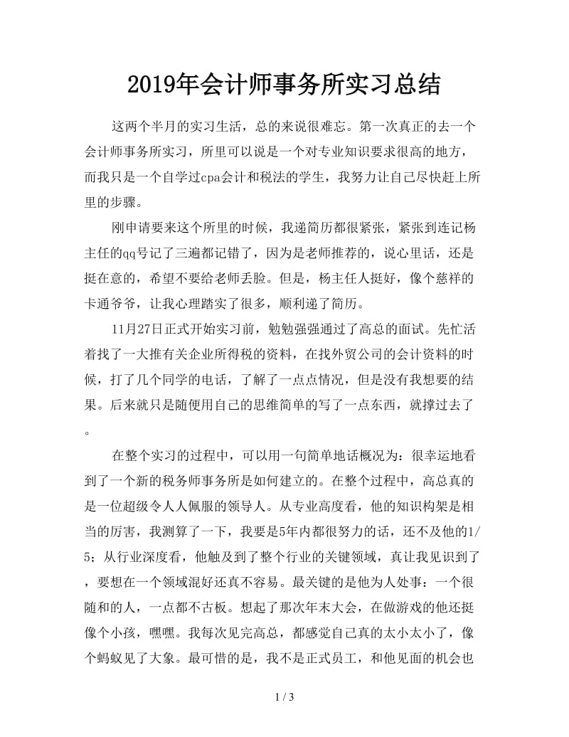 2019年会计师事务所实习总结.doc_第1页