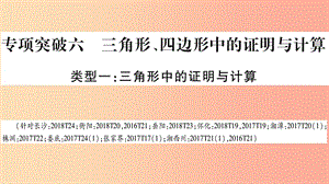 湖南省2019年中考數(shù)學復習 第二輪 中檔題突破 專項突破6 三角形、四邊形中的證明與計算導學課件.ppt