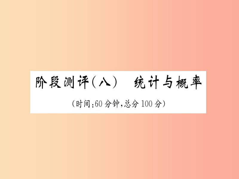 （贵阳专版）2019届中考数学总复习 阶段测评（8）统计与概率课件.ppt_第1页