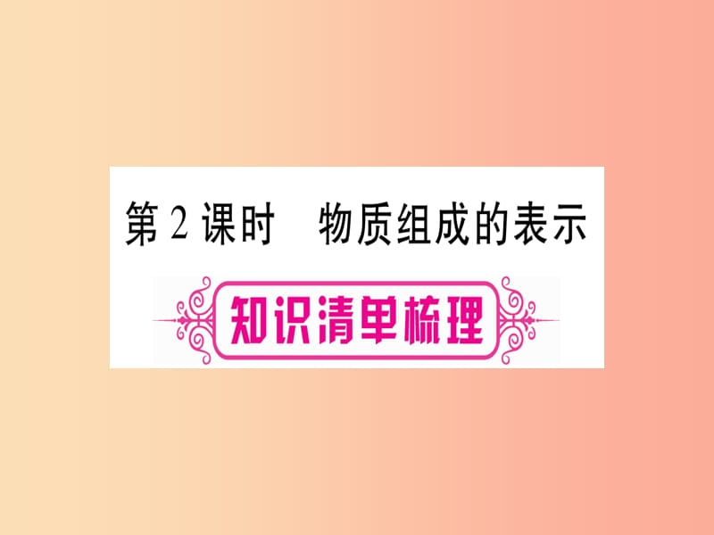 （宁夏专用版）2019中考化学复习 第一部分 教材系统复习 第四单元 自然界的水 第2课时 物质组成的表示课件.ppt_第1页