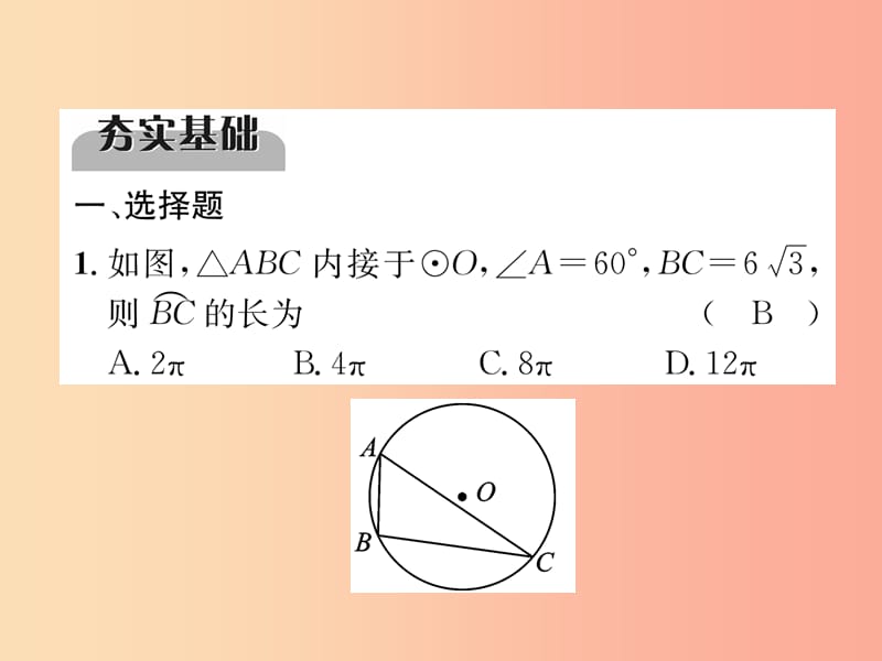 （宜宾专版）2019年中考数学总复习 第一编 教材知识梳理篇 第8章 圆 第24讲 与圆有关的计算（精练）课件.ppt_第2页