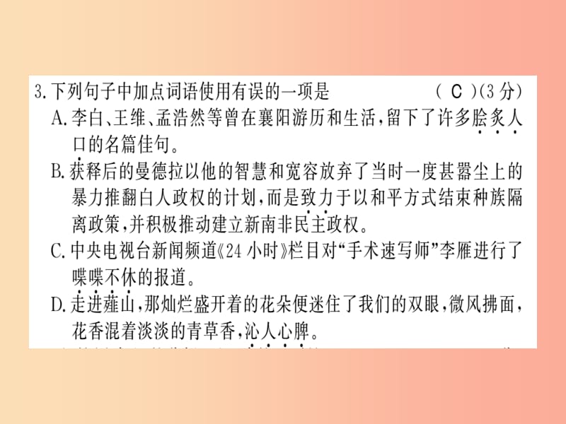 （贵州专用）2019年八年级语文上册 期中习题课件 新人教版.ppt_第3页