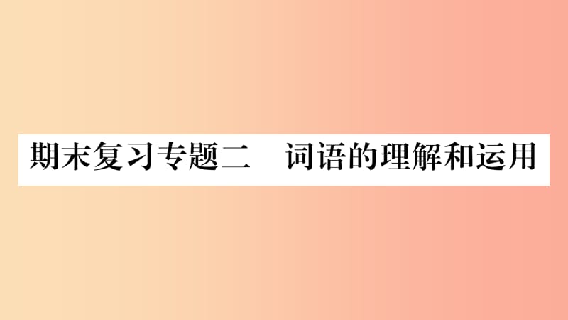 2019年八年级语文上册期末复习专题2词语的理解和运用习题课件新人教版.ppt_第1页