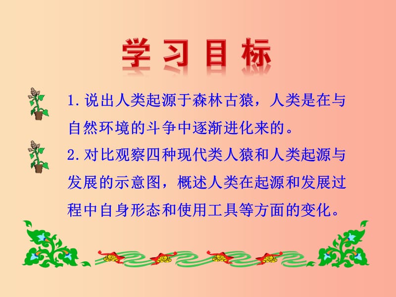 2019版七年级生物下册 第四单元 生物圈中的人 第一章 人的由来 1 人类的起源和发展教学课件 新人教版.ppt_第3页