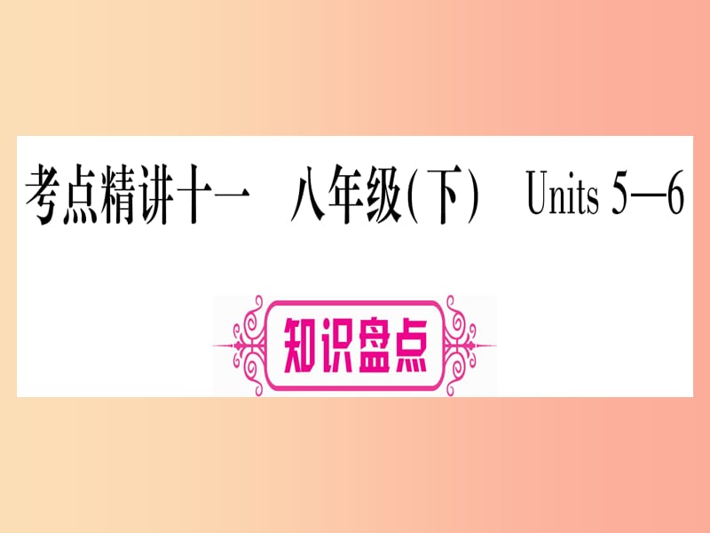 甘肃省2019中考英语 第一篇 教材系统复习 考点精讲11 八下 Units 5-6课件（新版）冀教版.ppt_第1页