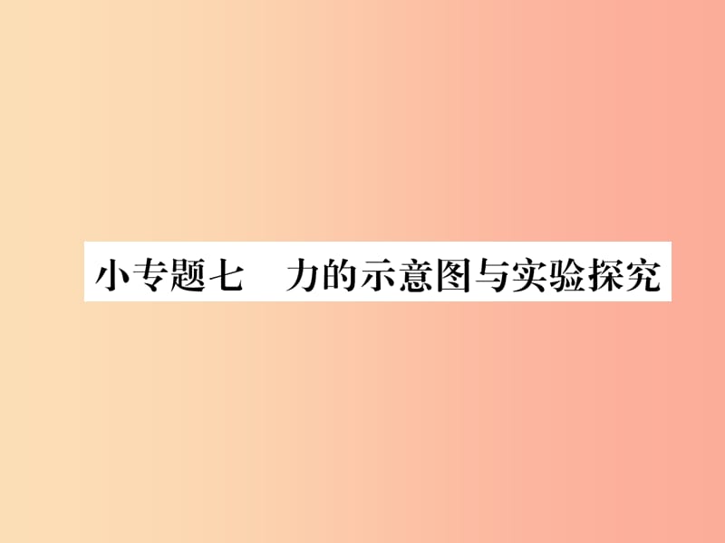 2019年八年级物理全册 小专题七 力的示意图与实验探究习题课件（新版）沪科版.ppt_第1页