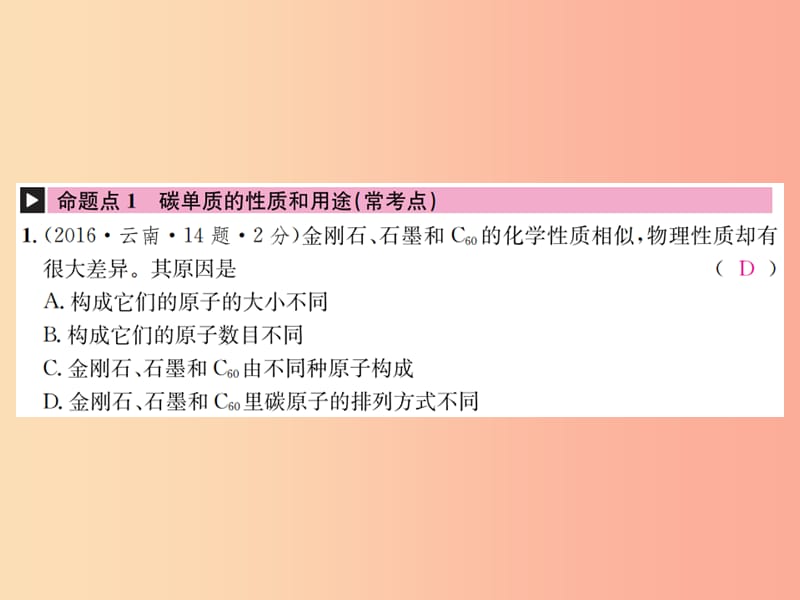 （云南专版）2019年中考化学总复习 教材考点梳理 第六单元 碳和碳的氧化物课件.ppt_第2页