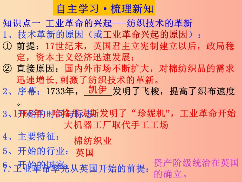 2019春九年级历史上册 第七单元《工业革命和工人运动的兴起》复习课件 新人教版.ppt_第2页