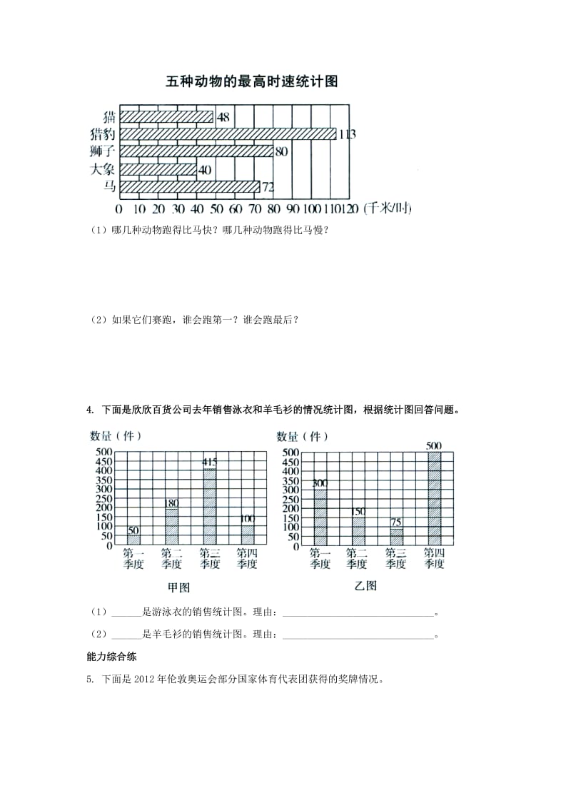 2019四年级数学上册 第8单元《平均数和条形统计图》（条形统计图）综合习题2（新版）冀教版.doc_第2页